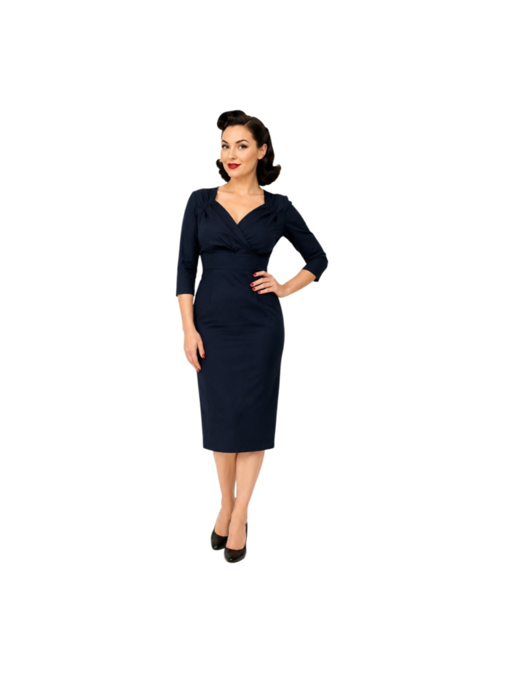 Rock Steady Black Surplice Wiggle Dress Size Small NWT Retro Pinup Made in USA